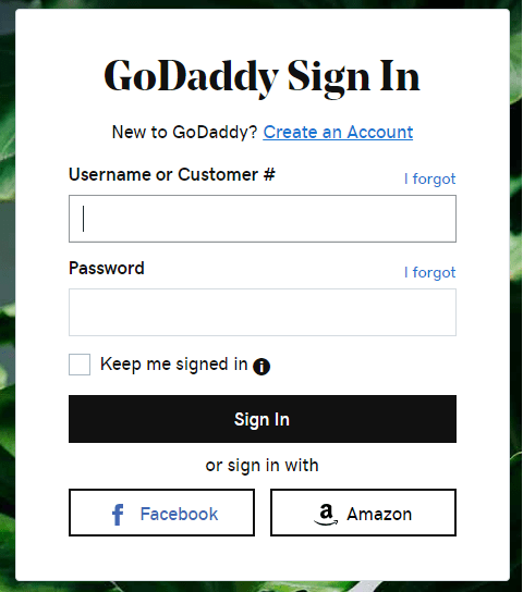 sIGN IN GoDaddy website 2