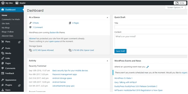 DASHBOARD WordPress 2