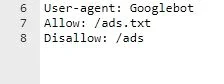 code to write in robots.txt