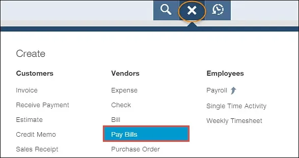 QuickBooks Online Bill Payment How To Use? 2 Select The Pay Bill Option