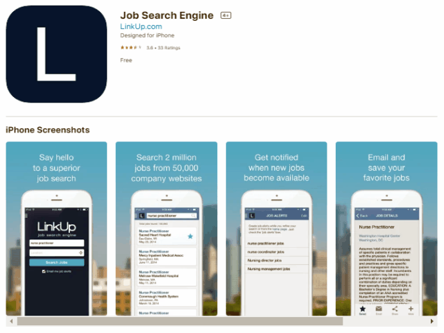 LinkUp Job Search Engine Best job search apps