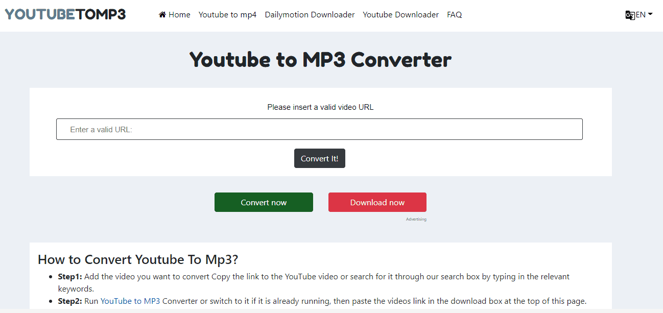 YOUTUBETOMP3 - YouTube To MP3 Converter