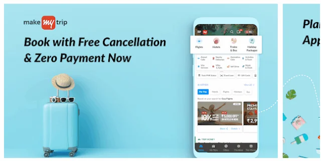 Best Hotel And Flight Ticket Booking Apps For Android 2021 MakeMyTrip Travel Booking Flights, Hotels, Trains
