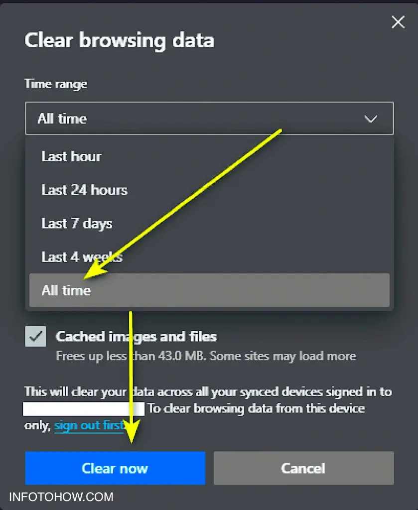 SELECTING “CLEAR NOW” OPTION