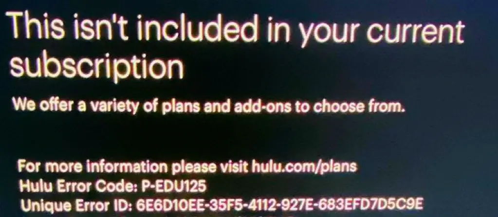 How to Fix Hulu error code P-Edu125 1