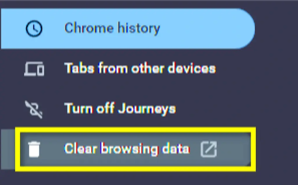 Selecting "Clear Browsing Data"