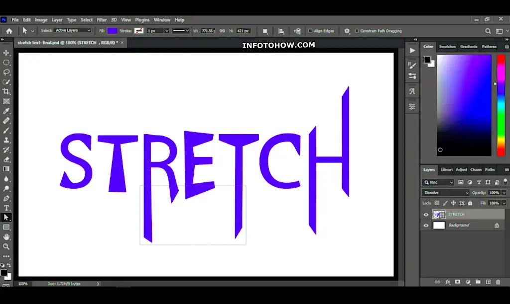 Stretch each letter in Photoshop