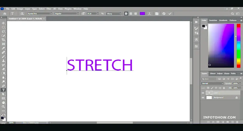 How to stretch text in photoshop 6