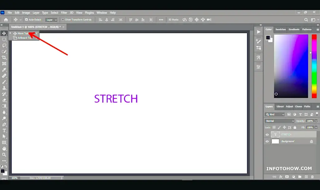 How to stretch text in photoshop 7
