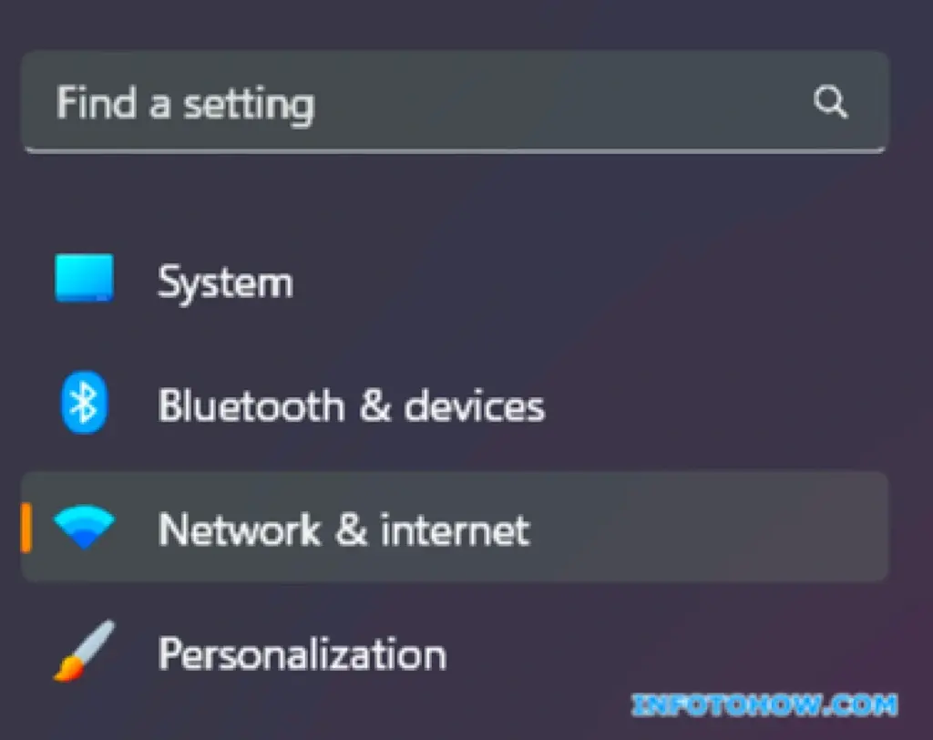 Opening The “Network and Internet” Setting