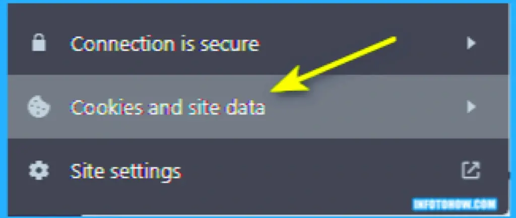 Selecting “Cookies and Site Data”