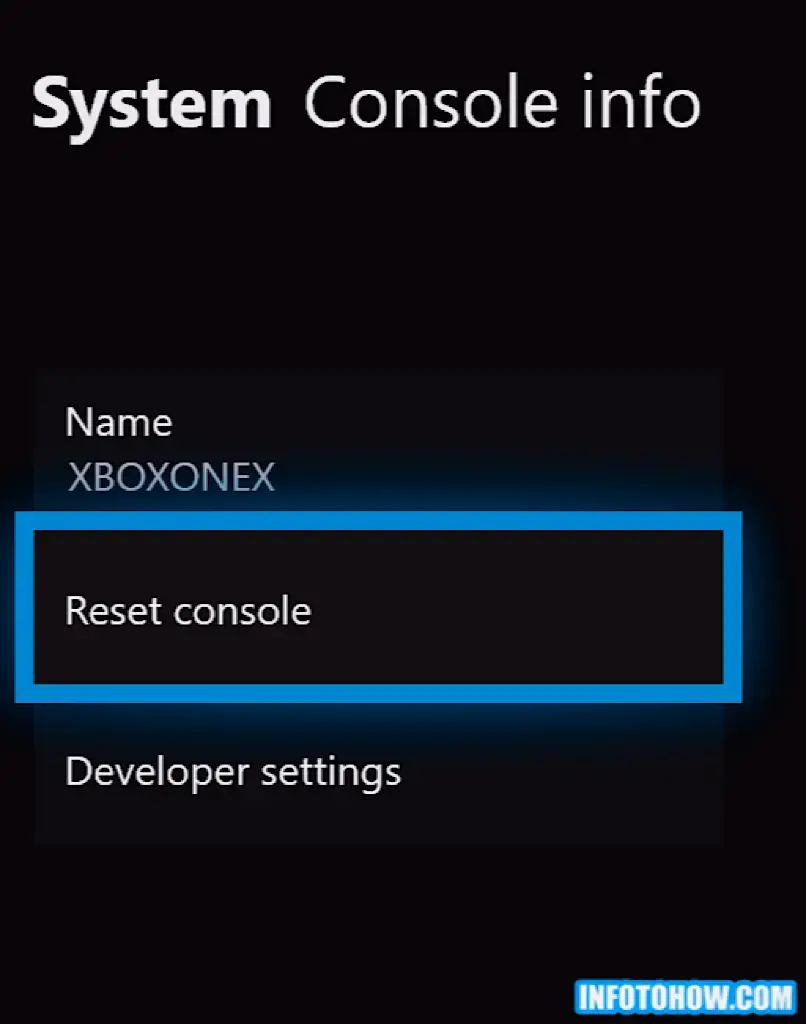 Resetting Xbox Console