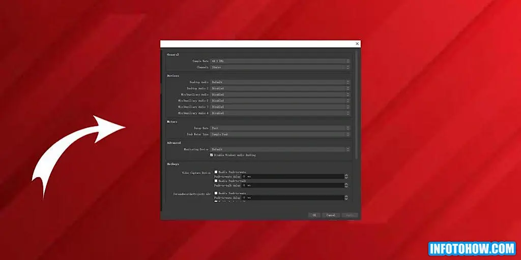 Select Needed Options in OBS Studio