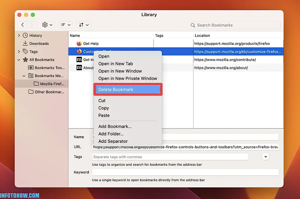 How to delete Bookmarks on Mac 14