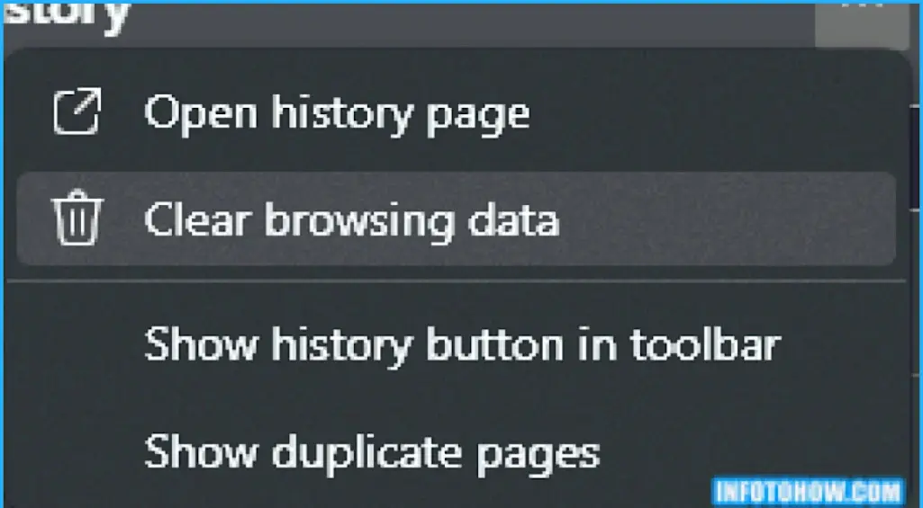 Clearing Browsing Data in Edge Browser